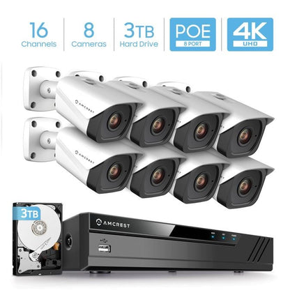 Amcrest 4K Security Camera System 16-CH NVR, 8Ch PoE 8x 4K POE Camera