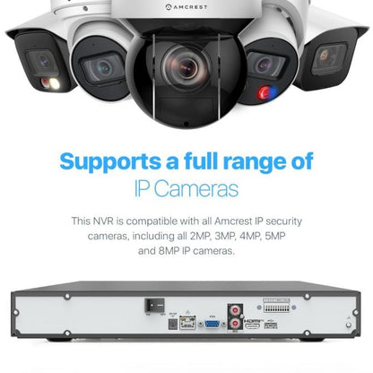 Amcrest 4K 32CH AI NVR, Smart NVR, Facial Recognition, Facial Detection & Vehicle Detection - Supports 32 x 4K IP Cameras, Pre-Installed 6TB HDD (No PoE Ports Included) NV4232-6TB
