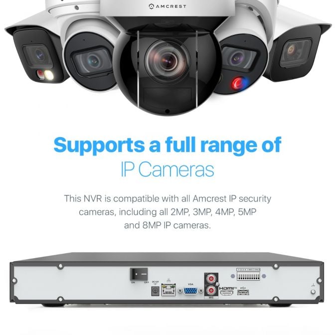 Amcrest 4K 32CH AI NVR, Smart NVR, Facial Recognition, Face Detection & Vehicle Detection - Supports 32 x 4K IP Cameras, Pre-Installed 4TB HDD (No PoE Ports Included) NV4232-4TB