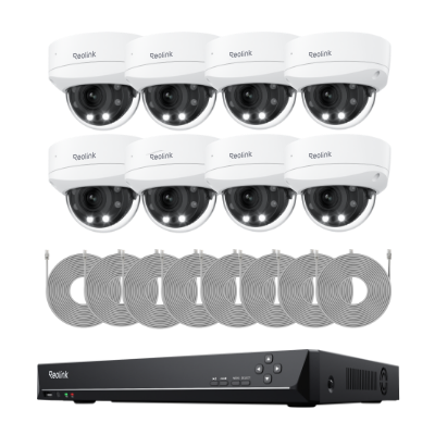 Reolink Smart 4K 8MP IK10 PoE Dome Camera System with 5× Optical Zoom