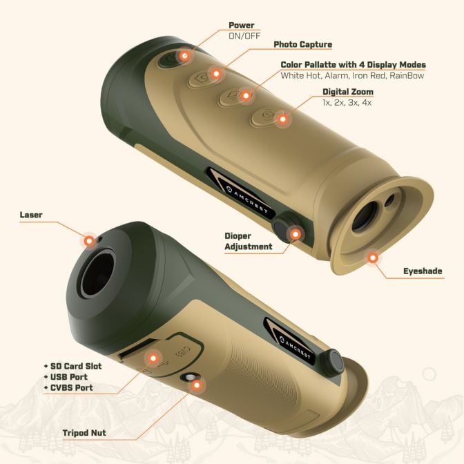 Amcrest Thermal Imaging Monocular for Hunting 256x192 (50Hz) TA10-256
