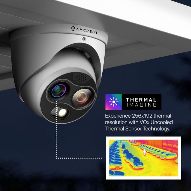 Amcrest UltraHD 4MP Hybrid Thermal Camera, AI Outdoor Security Turret PoE IP Camera, 98ft Nightvision, IVS, Fire Detection, Smoking Detection, Hot Trace, Built-in Mic, 4MP @25fps TC-1241EW-AI