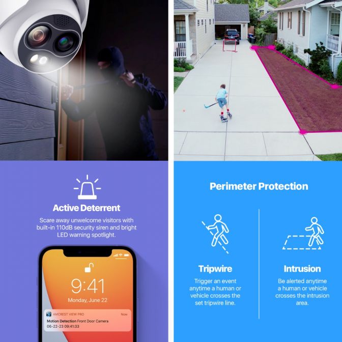 Amcrest UltraHD 4MP Hybrid Thermal Camera, AI Outdoor Security Turret PoE IP Camera, 98ft Nightvision, IVS, Fire Detection, Smoking Detection, Hot Trace, Built-in Mic, 4MP @25fps TC-1241EW-AI