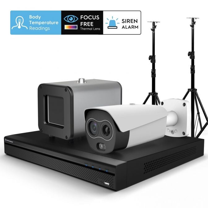 Amcrest Thermal IP Camera AI NVR System, AI Thermal POE Camera with Temperature Monitoring, Human Detection (TCS-3221-W)