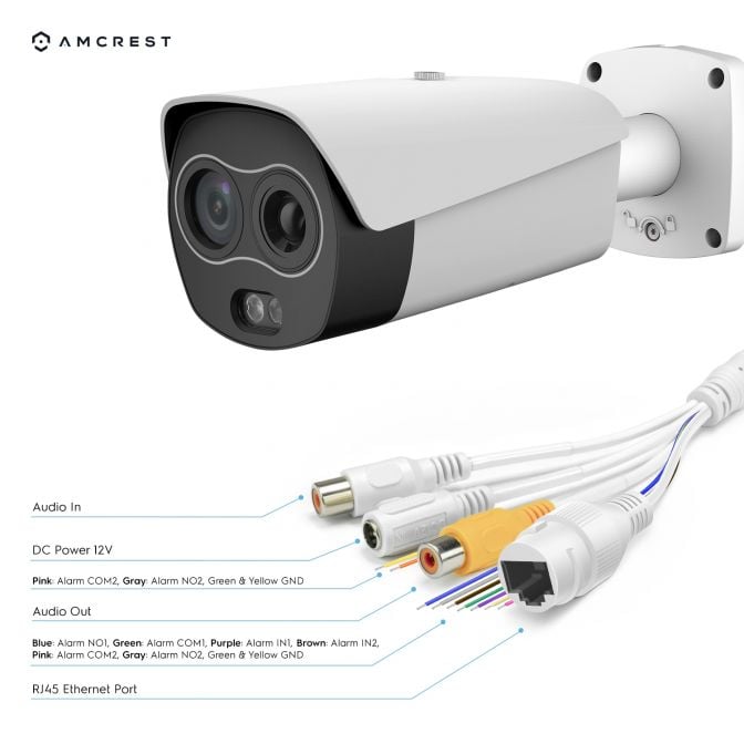 Amcrest Thermal IP Camera AI NVR System, AI Thermal POE Camera with Temperature Monitoring, Human Detection (TCS-3221-W)