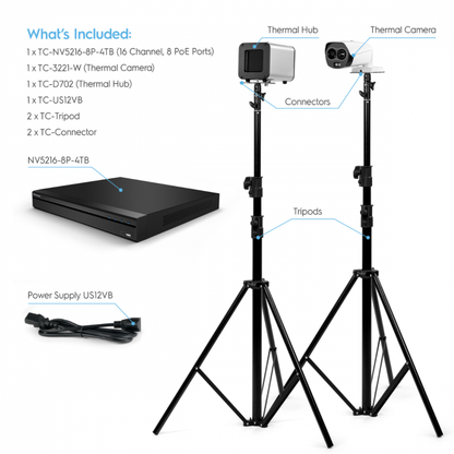 Amcrest Thermal IP Camera AI NVR System, AI Thermal POE Camera with Temperature Monitoring, Human Detection (TCS-3221-W)